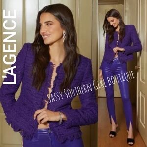 🆕⭐ L'AGENCE purple tweed blazer